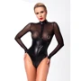 Боди Noir Handmade F321 Edge wetlook and mesh body with rings Black, 3XL: Вид Боди