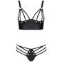 Комплект из эко-кожи с люверсами и ремешками Malwia Bikini black 4XL/5XL — Passion, бра и трусики: Применение На тело