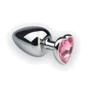 Анальна пробка, Silver Heart Pink Topaz, M