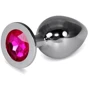 Анальна пробка із кристалом LoveToy Large Silver Plug Fuchsia