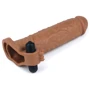 Насадка на член LoveToy Pleasure X-Tender Vibrating Penis Sleeve Add 2" Brown: Особенности Со стимулятором клитора, С кольцом на мошонку