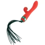 Вибратор-кролик с флоггером LOCKINK Sevanda Whip Vibrating Massage Wand - Red & Green