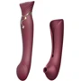 Смартвібратор 3в1 Zalo - Queen Wine Red, пульсуюча перлина та вакуум, кристал Swarovski