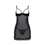 Пеньюар Passion MARINA CHEMISE black L/X: Декор Рюши