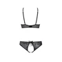 Комплект Passion URSULA SET black S/M: бра, трусики с ажурным декором и открытым шагом: Материал Полиэстер