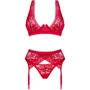 Комплект белья Obsessive Lacelove cupless 3-pcs set M/L Red: Применение На тело