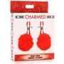 Зажимы для сосков Charmed Pom Pom Nipple Clamps Red: Цвет красный
