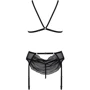 Комплект с открытым доступом Passion DELIENA SET Black S/M: Узор Цветочный, Однотонный