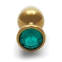 Металевий анальний затор Ouch! Heart Gem Gold - Emerald Green, М: Наявність вібрації  Нет