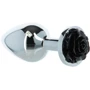 Металевий анальний затор LUX Active з трояндою - Rose Anal Plug - Black, віброкуля в подарунок: Особливості Водонепроницаемые
