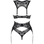 Комплект белья Obsessive Donna Dream 3-pcs set XS/S Black: Узор Однотонный