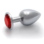 Металлическая анальная пробка Ouch! Heart Gem Silver - Ruby Red, S: Наличие вибрации Нет