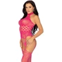 Мереживний бодістокінг Leg Avenue High neck lace bodystocking One size Raspberry: Матеріал Нейлон