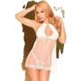 Комплект сорочка в стилі 60-х та трусики з доступом Penthouse - Libido Boost White S/M