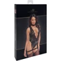 Боди Noir Handmade F297 Libido Deep-V bodysuit with collar, pearl chain and garter Black, 3XL: Применение На тело