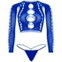 Комплект Leg Avenue Long sleeve crop top & string Royal Blue One Size: Применение На тело
