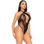Мереживне тедді Leg Avenue Lace and net halter teddy One size Black: Декор Без декора
