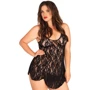 Пеньюар Leg Avenue Rose Lace Flair Chemise Black Plus Size
