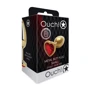 Металевий анальний затор Ouch! Heart Gem Gold - Ruby Red, S: Наявність вібрації  Нет